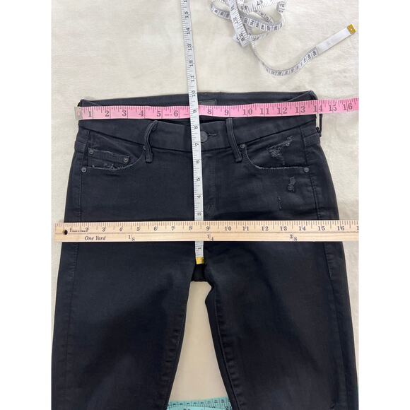 Mother Denim Womens 25 The Looker Skinny Leg Ankle Fray Guilty as Sin Black Jean - Picture 10 of 11
